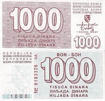 *1000 Dinárov Bosna Hercegovina 1992, P26 UNC - Kliknutím na obrázok zatvorte -